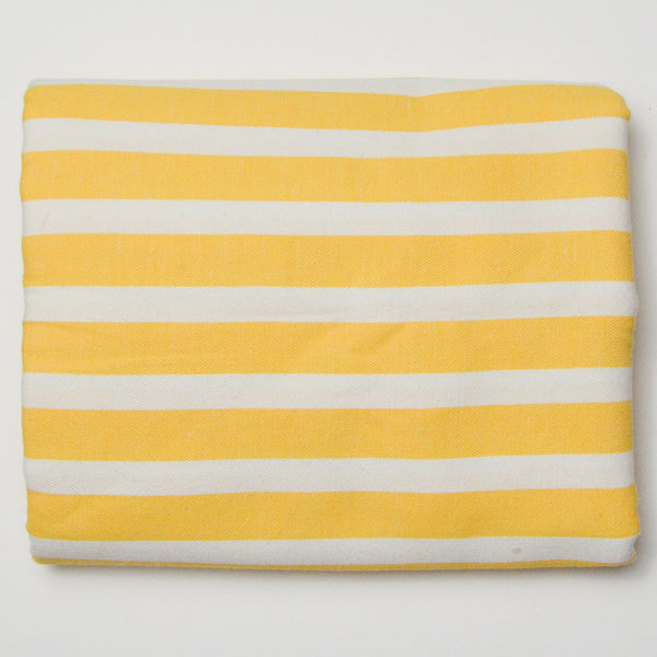 Yellow + White Striped Twill-Woven Canvas Fabric - 38" x 92"