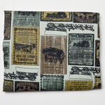 Green + Brown Old Newspaper Print Quilting Weight Woven Fabric - 37" x 108"