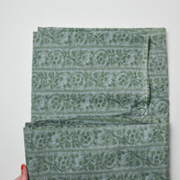 Green Leafy Striped Stiff Woven Fabric - 92" x 100"