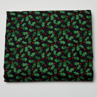 Green + Red Holly Quilting Cotton Fabric - 44" x 76"