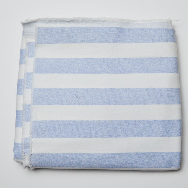 Light Blue + White Striped Denim Fabric with Some Staining - 49" x 59"