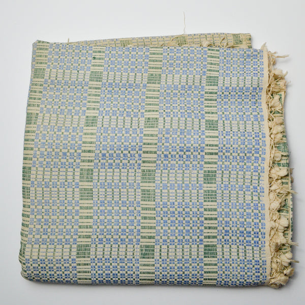 Green + Blue Geometric Woven Tablecloth with Tassel Trim - 54" x 84"