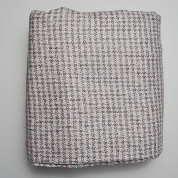Pink + Gray Houndstooth Woven Fabric - 62" x 154"