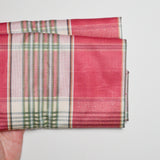 Pink + Green Plaid Midweight Woven Fabric - 27" x 58"