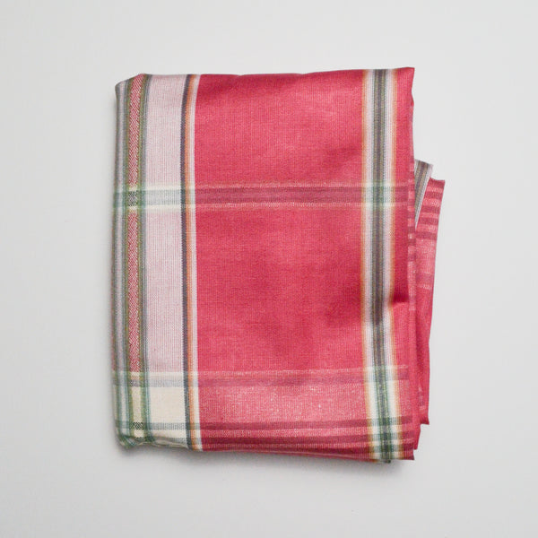 Pink + Green Plaid Midweight Woven Fabric - 27" x 58"