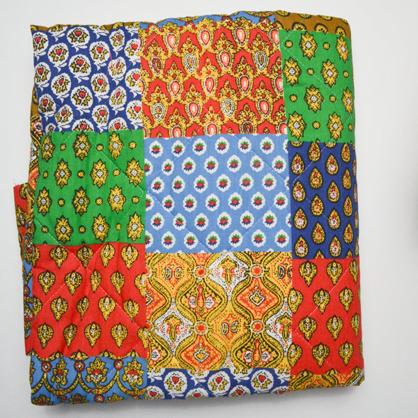 Colorful Patchwork Print Quilted Fabric - 35" x 44"
