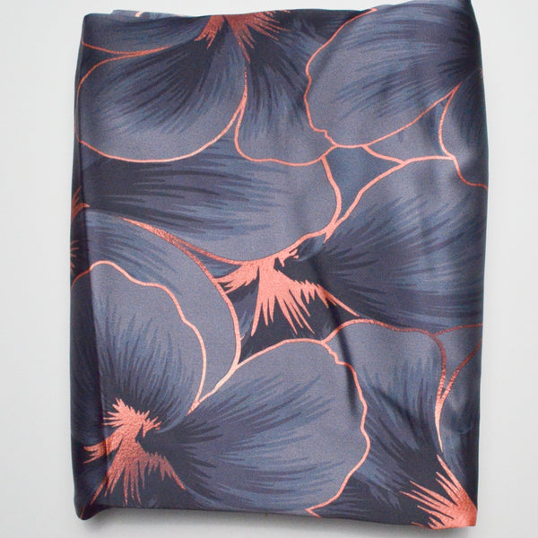 Gray + Pink Floral Digital Print Mood Woven Fabric - 56" x 108"
