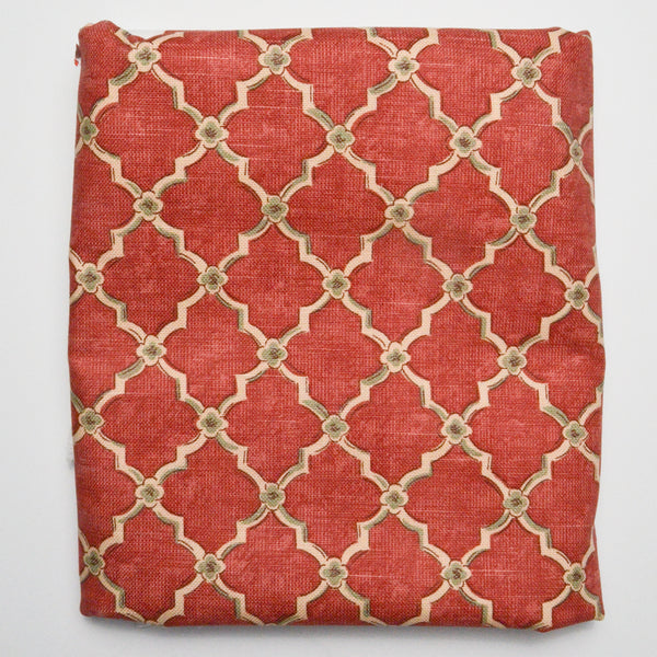 Red + Gold Diamond Print Thick Woven Drapery Fabric - 56" x 72"