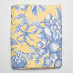 Blue + Yellow Floral Ribbed Woven Fabric - 48" x 56"
