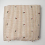 Beige + White Grid Floral Thick Woven Fabric - 60" x 112"