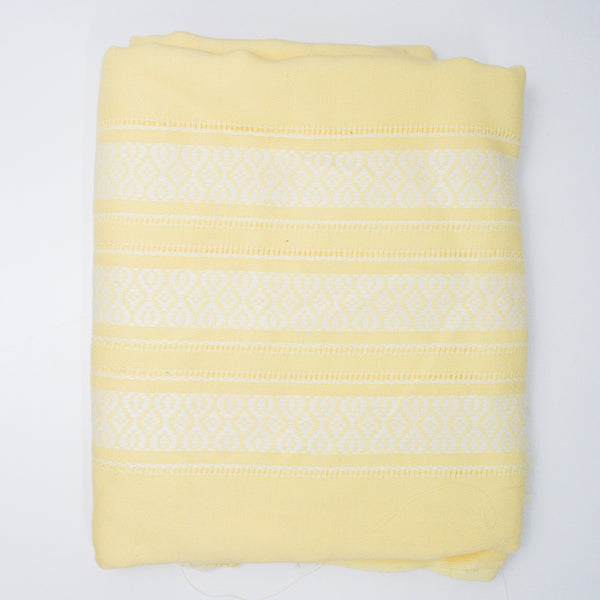 Yellow + White Geometric Openwork Striped Woven Fabric - 42" x 176"
