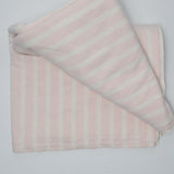 Pink + White Striped Textured Pattern Midweight Woven Fabric - 50" x 62"