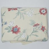 Cream, Blue + Red Floral Drapery Fabric - 56" x 94"