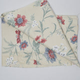 Cream, Blue + Red Floral Drapery Fabric - 27" x 39"