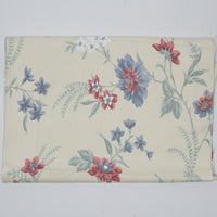 Cream, Blue + Red Floral Drapery Fabric - 27" x 39"