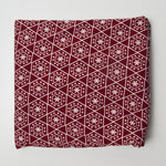 Dark Red + White Patterned Soft Knit Fabric - 62" x 72"