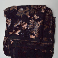 Sheer Black + Brown Velvet Floral Fabric - 42" x 144"