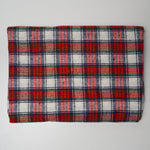 Red, Navy + White Plaid Medium-Weight Woolly Woven Fabric - 60" x 74"