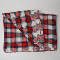 Red, Navy + White Plaid Medium-Weight Woolly Woven Fabric - 60" x 74"