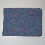 Blue + Pink Floral Print Chambray Woven Fabric - 60" x 78"