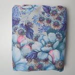 Gray + Blue Floral Polyester Fabric - 60" x 220"