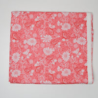 Pink + White Floral Quilting Weight Woven Fabric - 44" x 76"