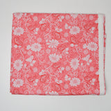 Pink + White Floral Quilting Weight Woven Fabric - 44" x 76"