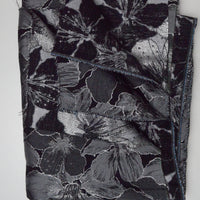 Black, Gray + Silver Floral Brocade Woven Fabric - 56" x 60"