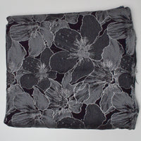 Black, Gray + Silver Floral Brocade Woven Fabric - 56" x 60"