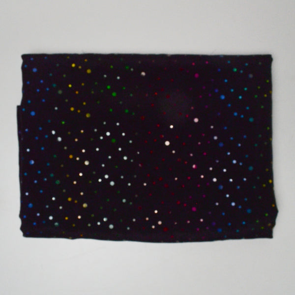 Black Fabric with Mirrored Rainbow Embellishments - 46" x 128"