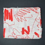 White + Red Scribble Print Sheeting Fabric - 60" x 116"