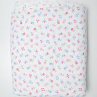 Pink + Blue Floral Print Brushed Flannel Fabric - 45" x 240"