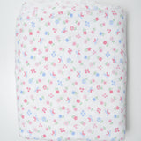 Pink + Blue Floral Print Brushed Flannel Fabric - 45" x 240"