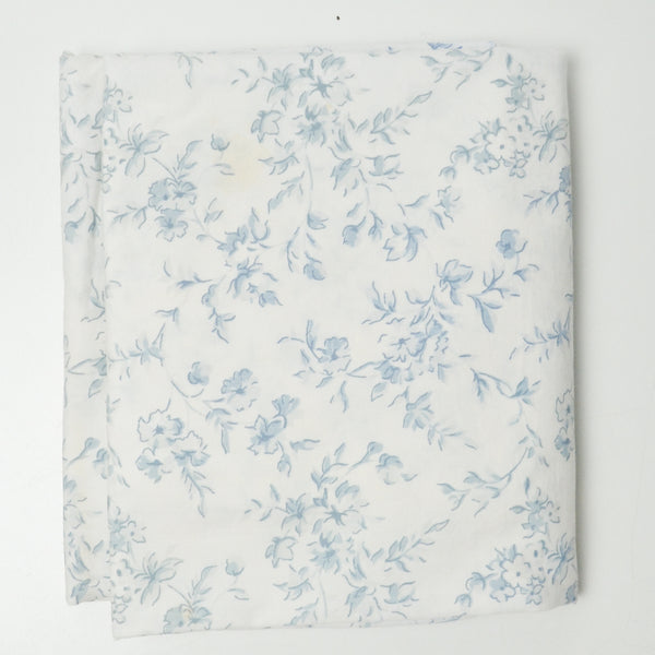 Blue + White Floral Vintage Sheeting Fabric - 33" x 80"