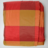 Red, Orange + Yellow-Green Grid Thick Faux Suede-Lined Fabric - 54" x 70"