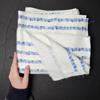 Blue + White Striped Scotchgard-Coated Woven Fabric - 52" x 76"