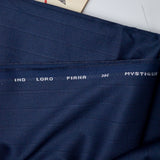 Dark Blue-Gray Striped Loro Piana Mystique Super 90's Wool Suiting Fabric - 60" x 124"