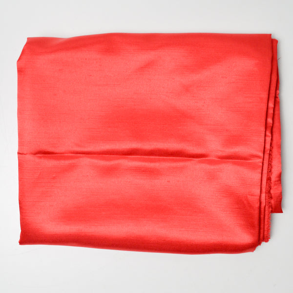 Bright Red Nubby Textured Satin Woven Fabric - 44" x 50"