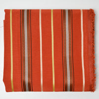 Burnt Orange, Yellow + Blue Striped Woven Upholstery Fabric - 54" x 56"