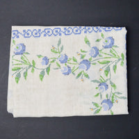 Blue Floral Cross Stitch Print Woven - 40" x 62"