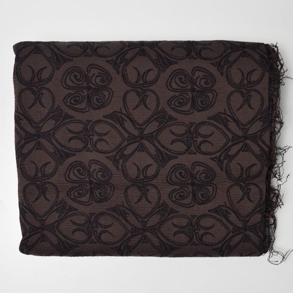 Black + Brown Patterned Thick Jacquard Woven Fabric - 46" x 50"