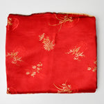 Red + Gold Silky Jacquard Woven Fabric - 30" x 78"