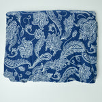 Blue + White Paisley Soft Knit Fabric - 56" x 144"