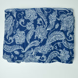 Blue + White Paisley Soft Knit Fabric - 56" x 144"