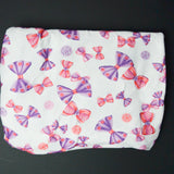 Purple + Pink Bow Print Soft Knit Apparel Fabric - 60" x 100"