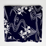 Navy + Indigo Print Floral Woven Fabric - 13" x 264"