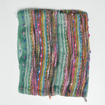 Textured + Metallic Striped Loose Woven Fabric Scarf - 16" x 72"