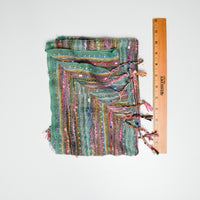 Textured + Metallic Striped Loose Woven Fabric Scarf - 16" x 72"