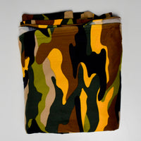 Green + Yellow Camo Soft Stretch Knit Fabric - 68" x 90"