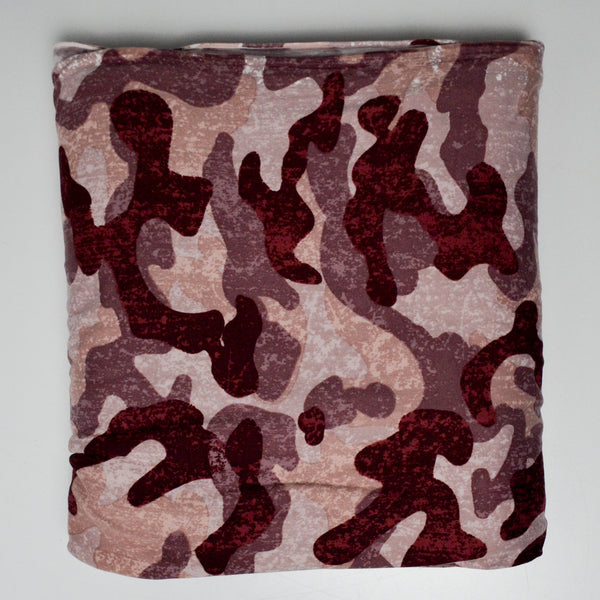 Burgundy Camo Soft Stretch Knit Fabric - 62" x 140"